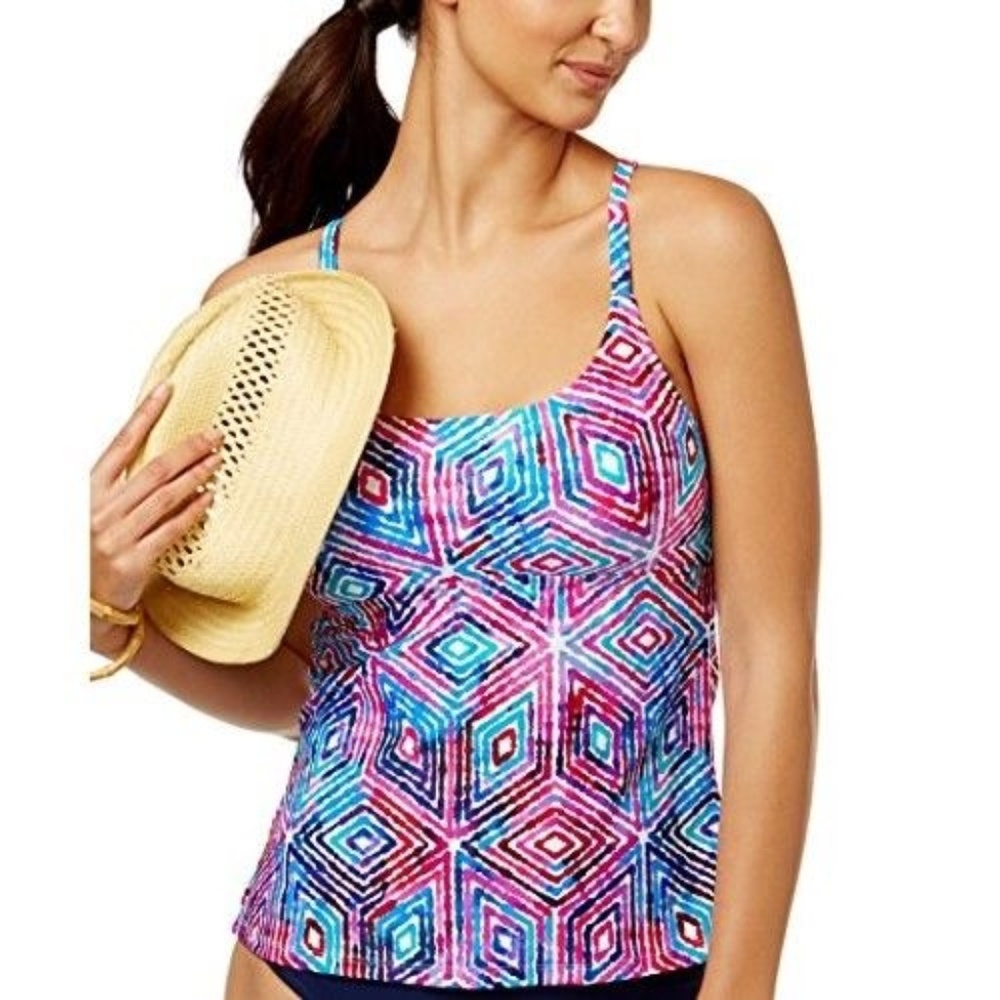 Island Escape Womens Tankini Top Size 12
